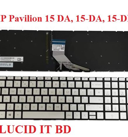 Laptop Keyboard For HP Pavilion 15 DA, 15-DA, 15-DB, 15-DA0012DX, 15-DA0014DX, 15-DA0024CL, 15-DA0030NR, 15-DA0032WM, 15-DA0033WM, 15-DA0034NR, 15-DA0036NR, Hp Laptop Silver with Backlit Keyboard