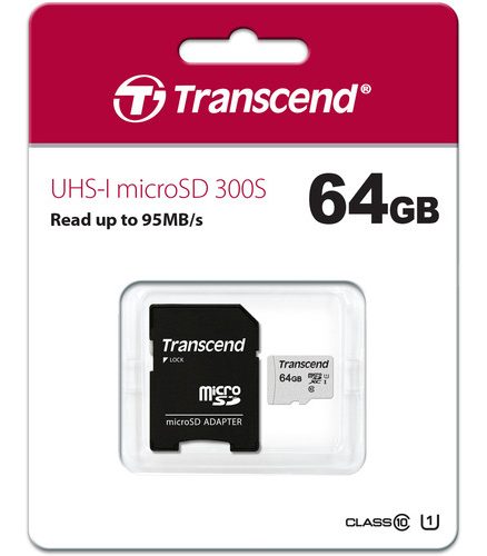 Transcend 64GB USD300S-A UHS-I U3A1 MicroSD Card With Adapter