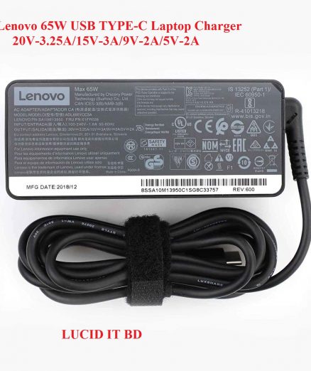 Lenovo 65W USB TYPE-C Laptop Charger 20V-3.25A/15V-3A/9V-2A/5V-2A