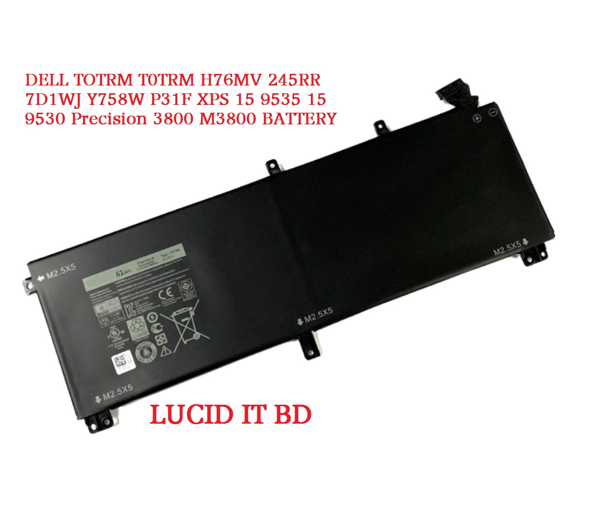 Batteria M3800 Per Dell XPS 15 9530 E Precision M3800 – Ricambio 11.1V 61Wh 6 Celle Con Garanzia 12 Mesi