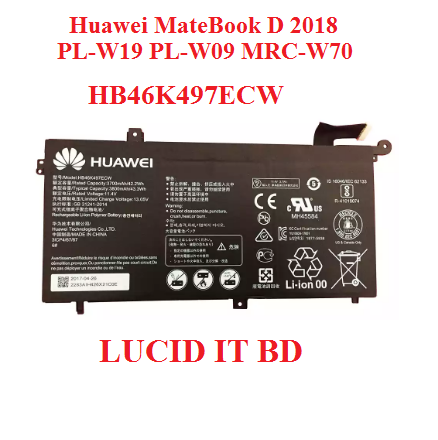 Genuine HB46K497ECW Battery for Huawei MateBook D 2018 PL-W19 PL-W09 MRC-W70 OEM