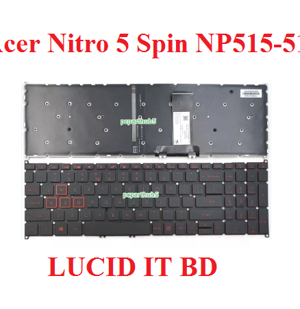 Original New Acer Nitro 5 Spin NP515-51 NP515-51-56DL NP515-51-80XS Laptop Keyboard US Black With Backlit Without Frame