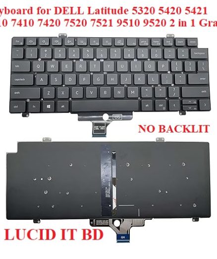 Keyboard for DELL Latitude 5320 5420 5421 7310 7410 7420 7520 7521 9510 9520 2 in 1 Gray Without Frame no Backlight US Layout 0PWCJY 0CVGNH PK132UG2A00