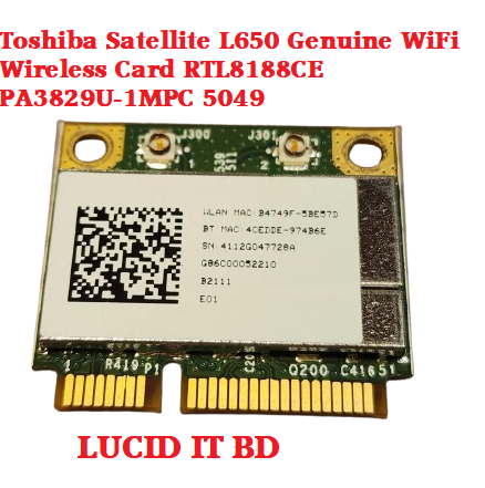 Toshiba Satellite L650 Genuine WiFi Wireless Card RTL8188CE PA3829U-1MPC 5049