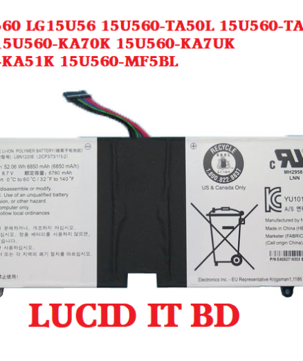 Laptop Battery For LG 15U560 LG15U56 15U560-TA50L 15U560-TA56K 15U560-GR30K 15U560-KA70K 15U560-KA7UK 15U560-KA51K 15U560-MF5BL 15U560-M.ANL2Z 15U560-G.AR5PK 52.06WH
