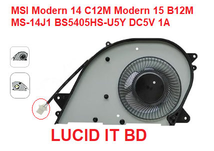 New Compatible CPU Cooling Fan for MSI Modern 14 C12M Modern 15 B12M MS-14J1 BS5405HS-U5Y DC5V 1A