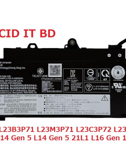 L23M3P72 L23B3P71 L23M3P71 L23C3P72 L23D3P72 Laptop Battery for Lenovo ThinkPad L14 Gen 5 L14 Gen 5 21L1 L16 Gen 1